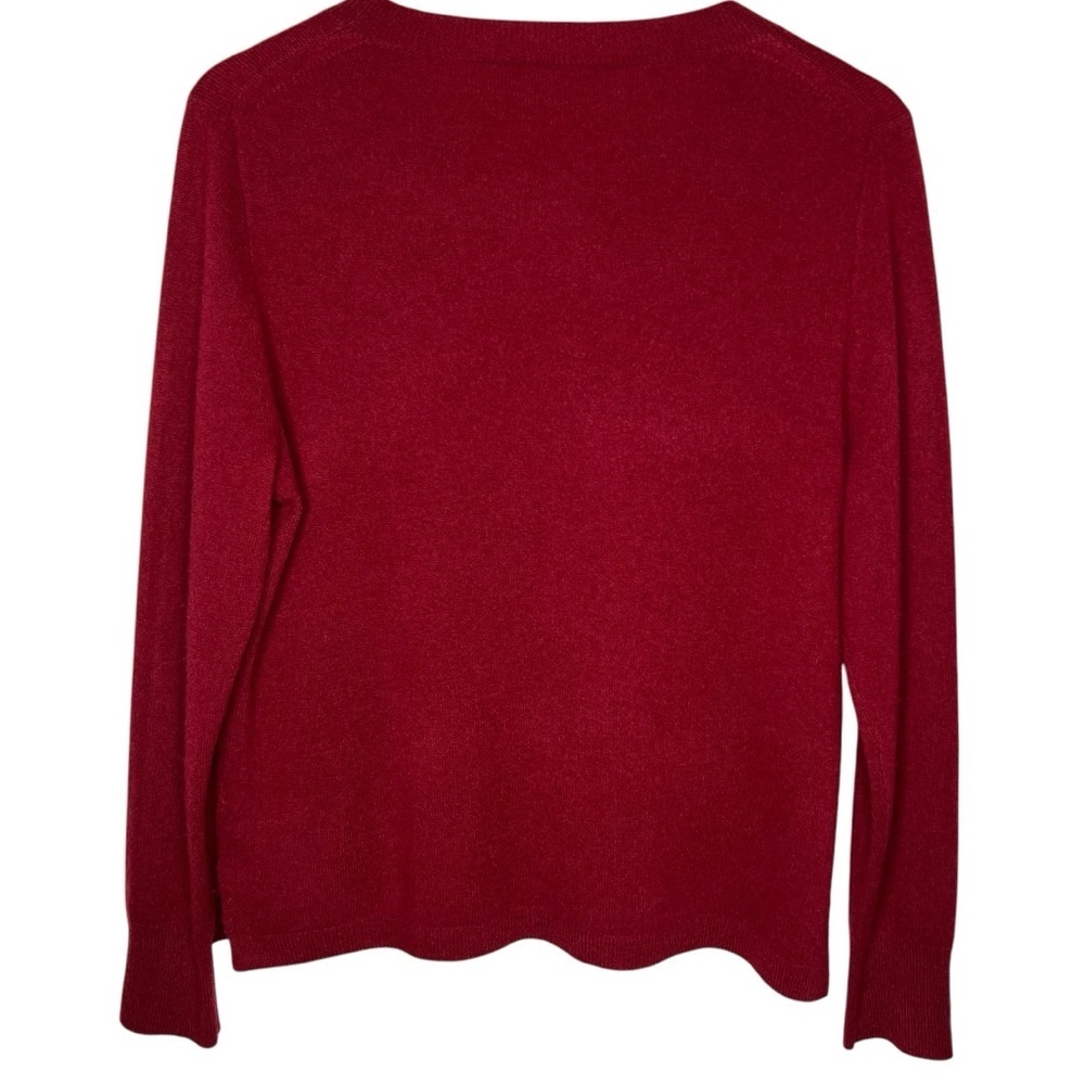 J Crew Womenโs Deep Ruby 100% Cashmere Crew Neck Sweater Size L Soft Layering - Picture 6 of 14